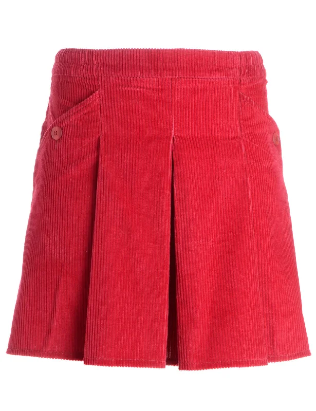 Label Shortened Corduroy Skirt