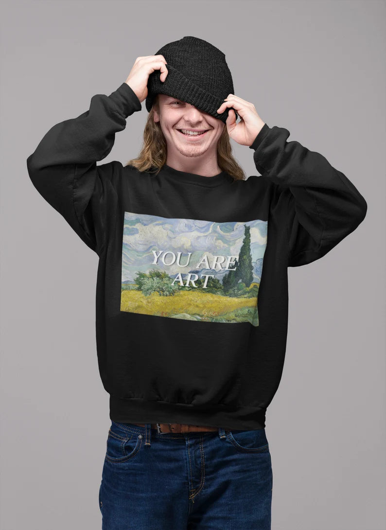 Van Gogh Cypresses Crewneck Mixed Cotton