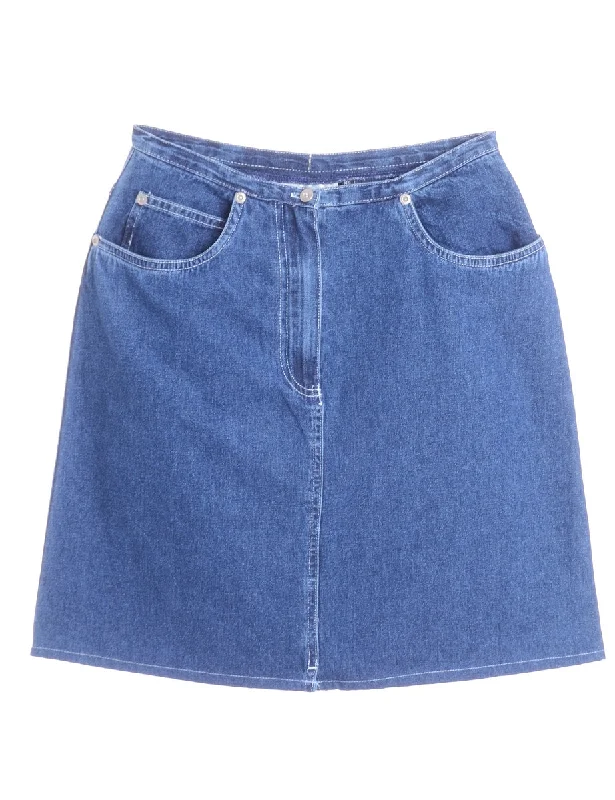 Label Short Denim Skirt