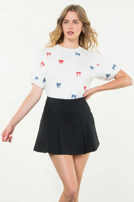 (THML)The Bella Bow Top-White