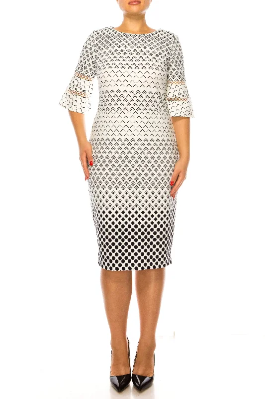 ILE Clothing SCP5901RE - Bell Sleeve Print Dress