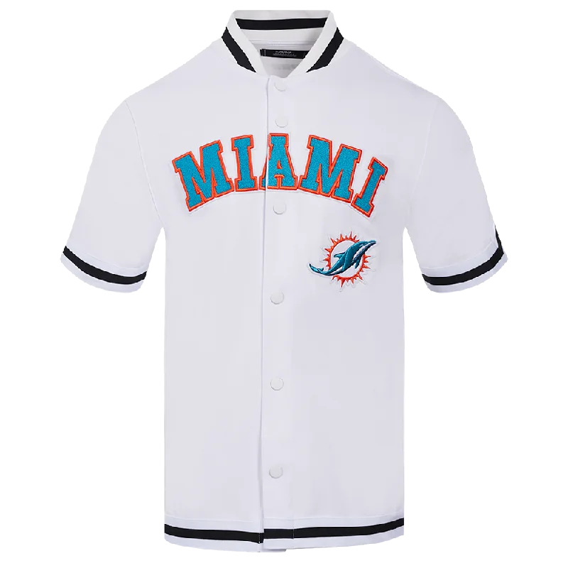 NFL MIAMI DOLPHINS CLASSIC MEN'S WARM UP JACKET (WHITE/BLACK)