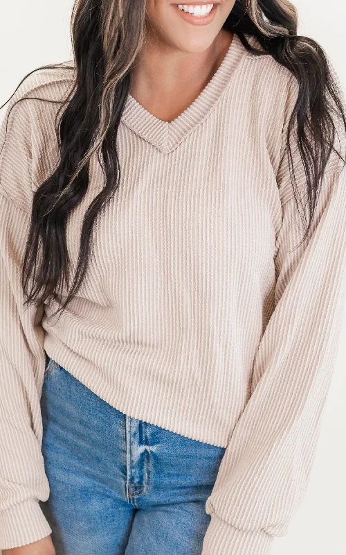 Urban Puff Sleeve Ribbed Top**