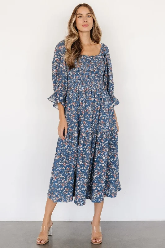 Sedona Smocked Dress | Blue Floral