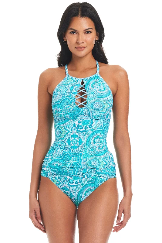 Coastal Cool High Neck Tankini Swimsuit Top