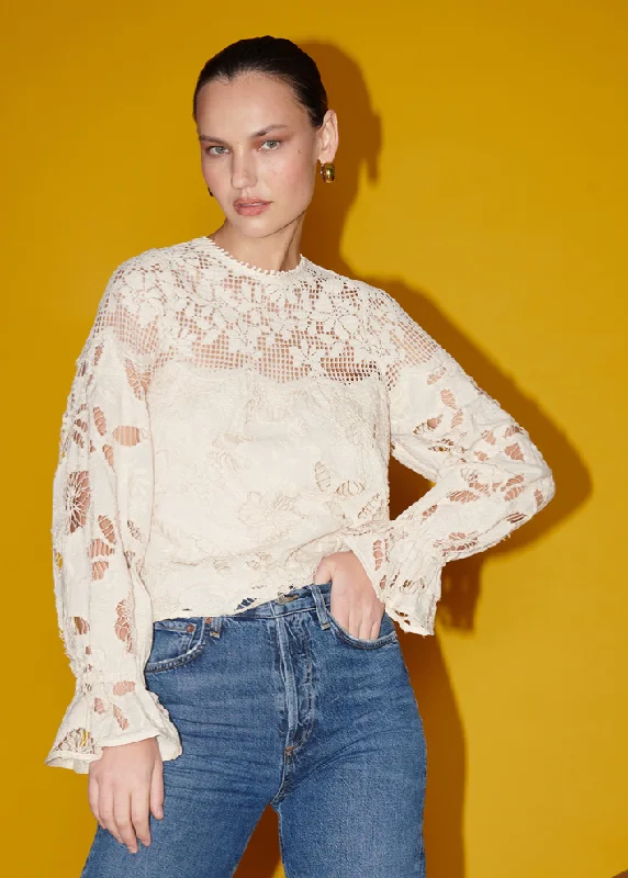 Cream Lace Top by Saylor