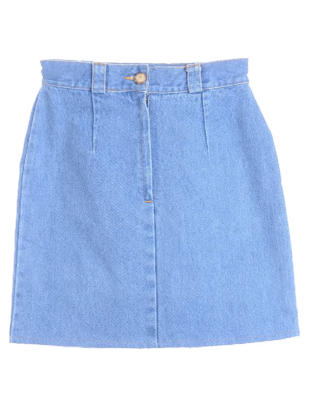 Label Short Denim Skirt