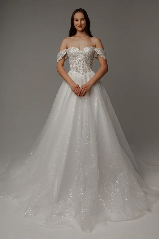 Floral Lace Wedding Dress Kristy with Detachable Cape