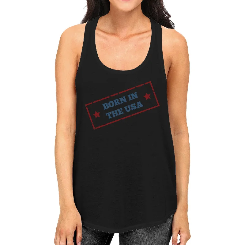 Born In The USA Black Unique Graphic Tank Top For Women Gift Ideas