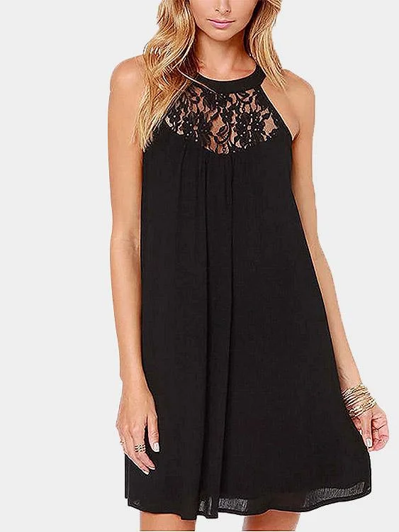 Wholesale Black Sleeveless Lace Mini Dresses