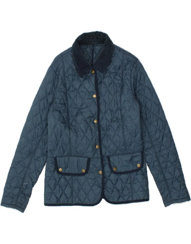 BARBOUR Womens Quilted Jacket UK 14 Large Blue Polyamide