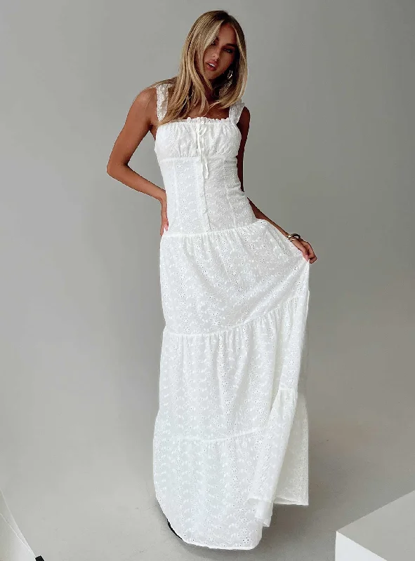 State Of Grace Embroidered Maxi Dress White