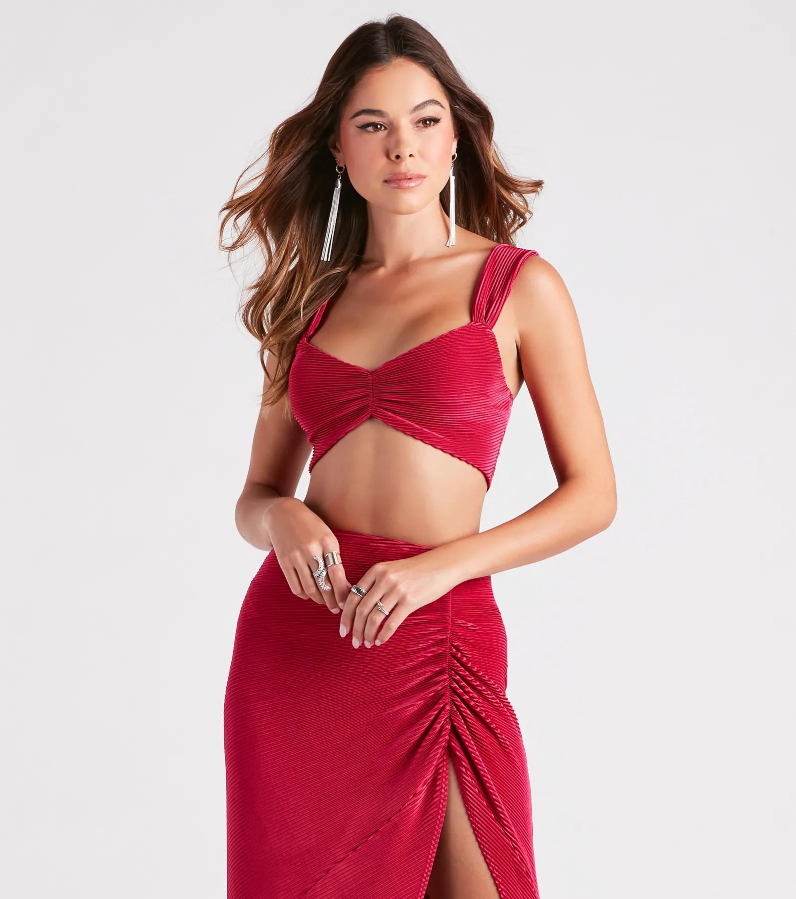 Always Impressed Satin Pleated Crop Top