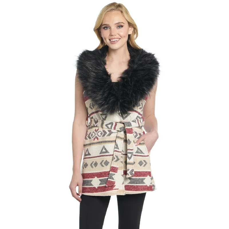 Cripple Creek Womens Navajo Blanket Desert Lights 100% Polyester Faux Fur Vest XL