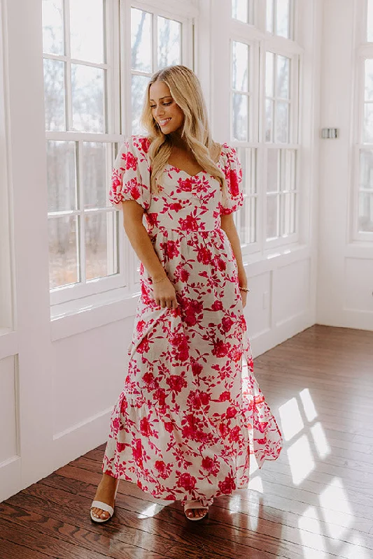 Sweet Surprise Floral Maxi Dress in Hot Pink