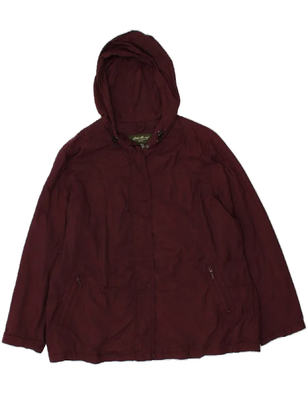 EDDIE BAUER Womens Hooded Windbreaker Coat UK 20 2XL Maroon Nylon