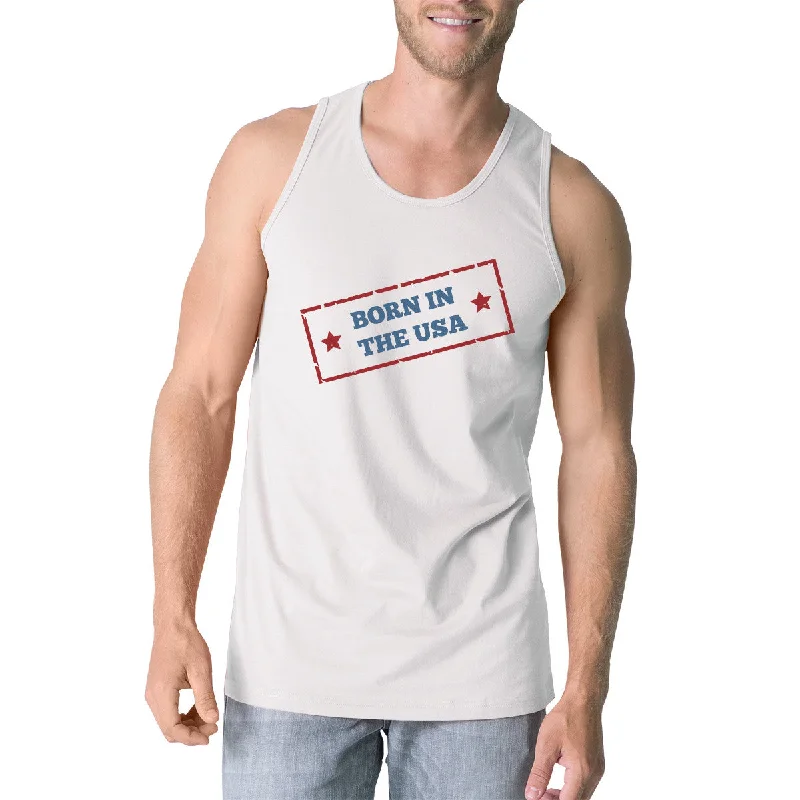 Born In The USA White Unique Graphic Tank Top For Men Gift Ideas